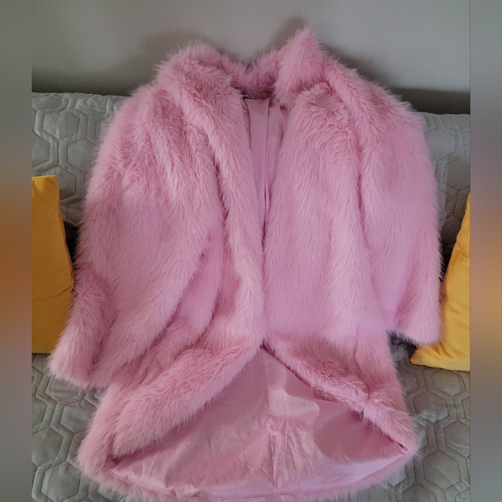 Pink furry coat